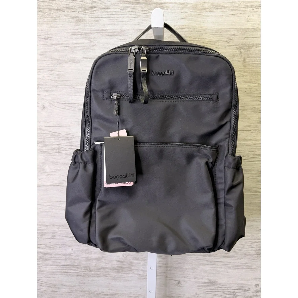 Baggallini Unisex Tribeca Expandable Laptop Backpack Black